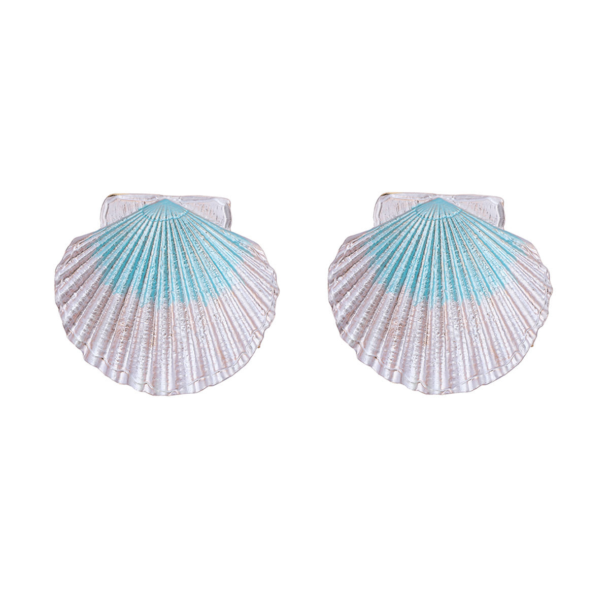 Chic Casual Holiday-Inspired Alloy Color-Block Shell Statement Earrings - Unique Minimalist Design for Trendy Women
