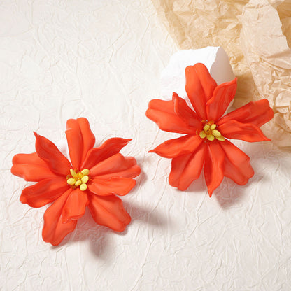 Bohemian-Inspired Statement Floral Earrings - Bold, Colorful, and Versatile Vacation Accessories for Women