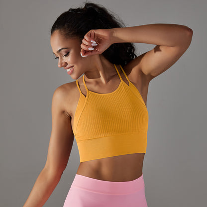 Breathable Dual Layer Sports Bra with Hollow Design for Enhanced Comfort and Support for Running Fitness and Yoga