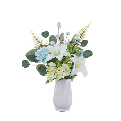 Stunning Dreamlike Hydrangea and Lily Wall Decor - Realistic Faux Flower Bouquet for Home Decoration - CF02011