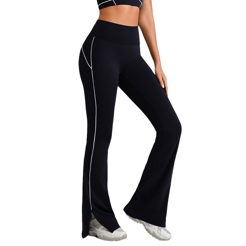 High Waisted Yoga Bell Bottom Pants for Women Summer Stretchy Lift Athletic Dance Leggings with Side Slits for Outdoor Fitness