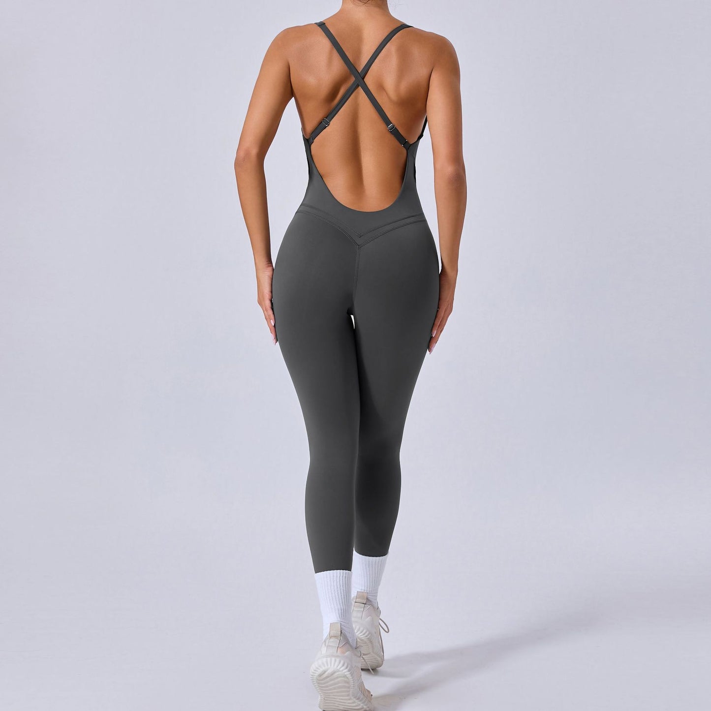 Adjustable Cross Back Sports Yoga Bodysuit with Butt Lifting Design Versatile and One Piece Yoga Outfit 90107