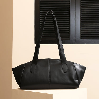 and Spacious Korean Inspired Genuine Leather Tote Bag for Commuting Versatile High End Vibe for Everyday Use and Chic Baguette Shoulder Style