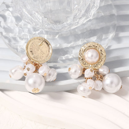 Chic Minimalist Irregular Pearl Tassel Earrings for Women - Unique Design for a Stylish Look