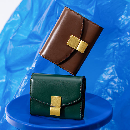 Women's Spring Summer Korean Inspired Minimalist Leather Clutch Versatile Tofu Bag with Multiple Card Slots and Chic Design