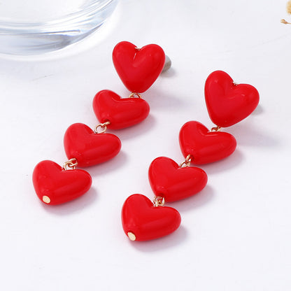 Elegant Heart-Shaped Long Tassel Earrings in Luxe Red for Valentine's Day - Versatile, Stylish, and Perfect for Any Occasion