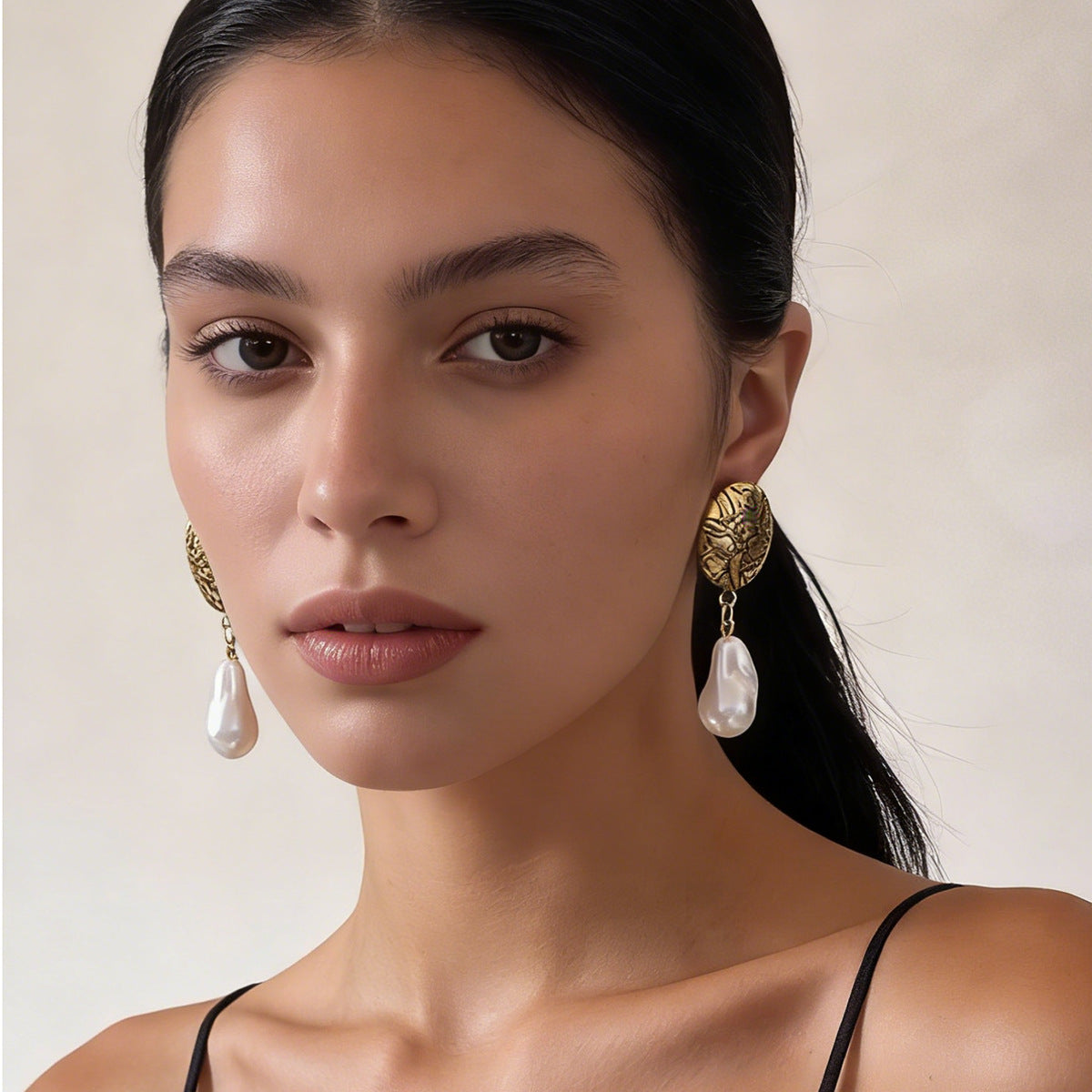 French Artistic Vintage Geometric Baroque Faux Pearl Drop Earrings - Versatile and Chic Casual Jewelry for Every Occasion