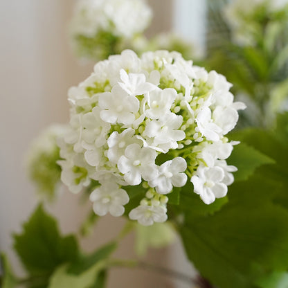 Three-Headed Small Hydrangea Faux Flowers - Lifelike Decorative Accents for Home and Weddings - Lucky Snowball Simulated Floral Arrangement