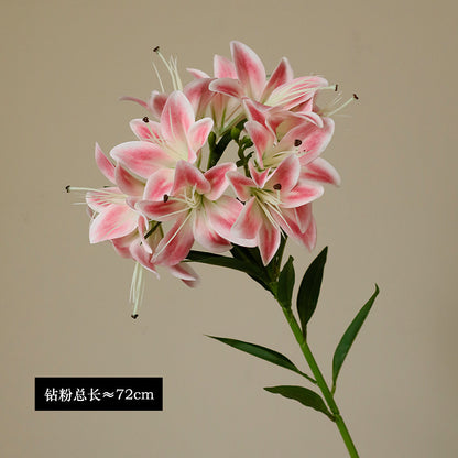 Realistic 10-Head Mini Lily 3D Touch Faux Flower Bouquet - Perfect for Home Decor, Living Room, and Wedding Decorations