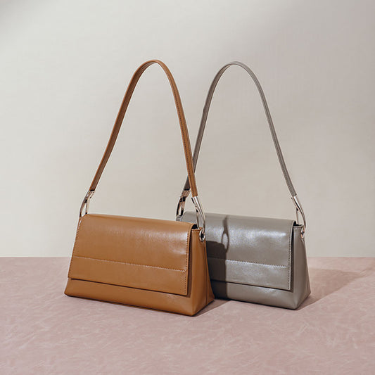 Vintage Inspired Leather Shoulder Bag Chic Minimalist Design for Everyday Use for Office and Casual Outings