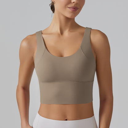 Yoga Bra with Fixed Integrated Cup and V Back Design High Support Sports Tank for Intense Workouts and Fitness