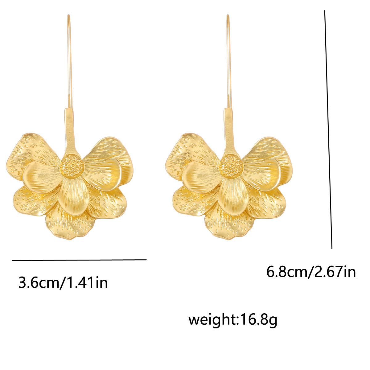 Elegant Court-Style Metal Flower Earrings - Versatile Party Jewelry for Women, Perfect for Any Occasion