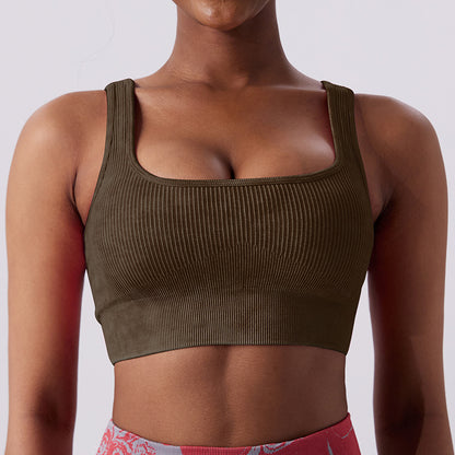 High Performance Yoga Fitness Sports Bra for Women Open Back Design with Shock Absorbent Pads for Comfort and Support