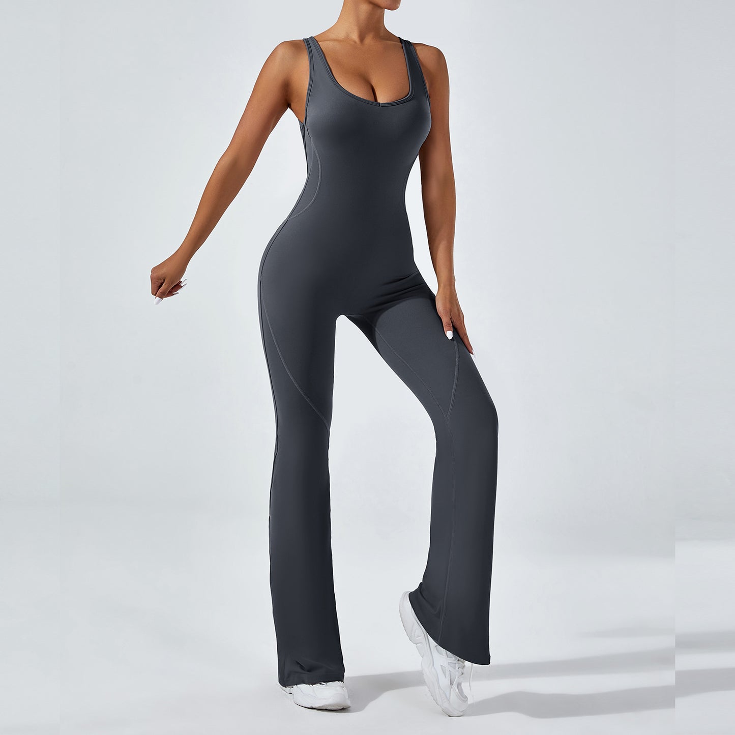 Backless Bodysuit with Butt Lifting Features High Waisted Flare Yoga Jumpsuit for Comfort and Support