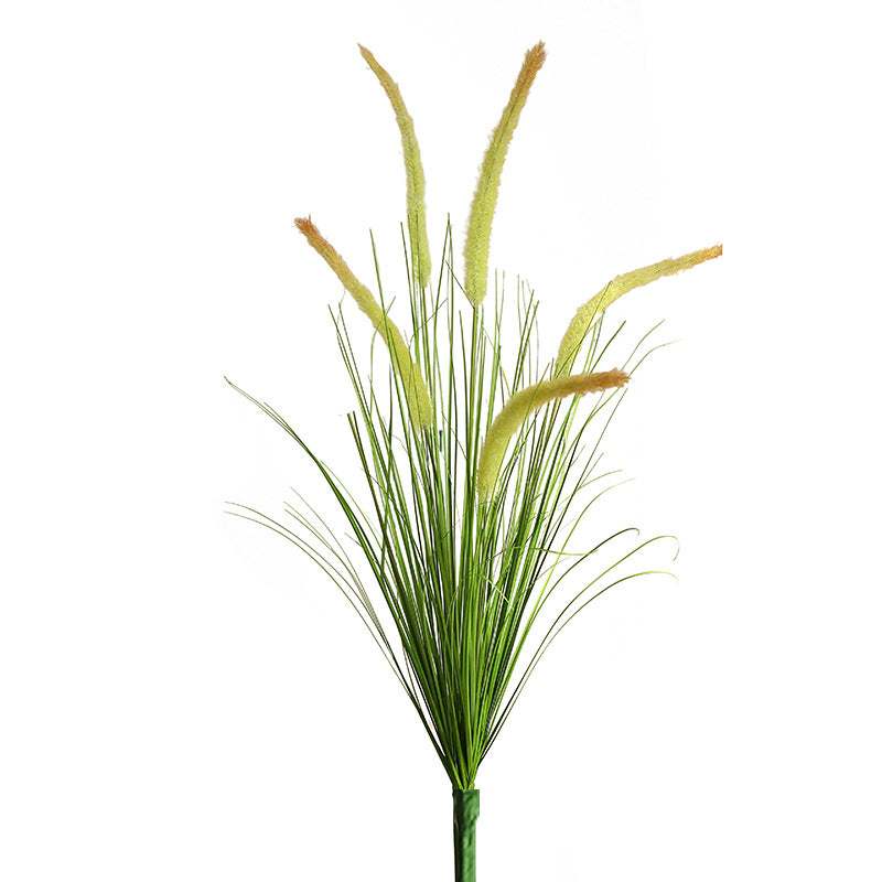 Realistic 5-Head Foxtail Grass Bouquet - Modern Rustic Faux Floral Decoration for Hotels, Airbnbs, and Entryway Accents