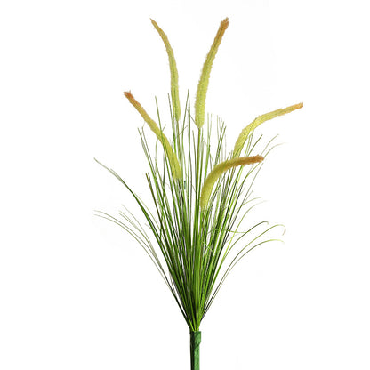 Realistic 5-Head Foxtail Grass Bouquet - Modern Rustic Faux Floral Decoration for Hotels, Airbnbs, and Entryway Accents