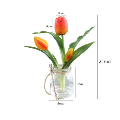 Realistic Faux Tulip Potted Plant - Fresh and Lively Home and Outdoor Décor, Perfect for Lasting Beauty with Soft Rubber Tulips