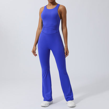 Women s Cross Back Yoga Jumpsuit with Built in Bra No Show Thongs Flared Pants for Your Fitness Journey