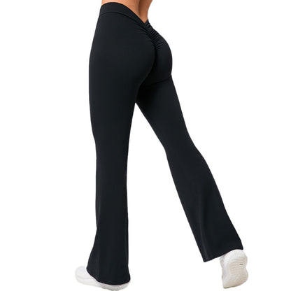 Peach Lift Yoga V Waist Flared Leggings High Waist Quick Dry Wide Leg Workout Pants for Comfortable Yoga and Fitness