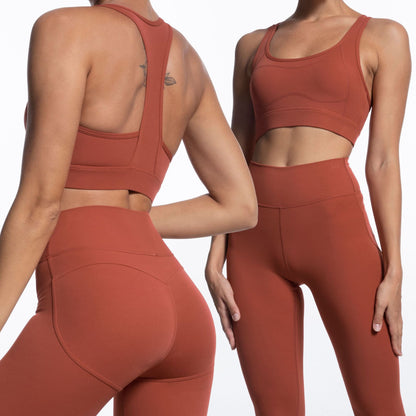 Women's Yoga Set with Y Back Sports Bra and High Waisted Butt Lifting Leggings for Fitness Gym and Yoga Enthusiasts