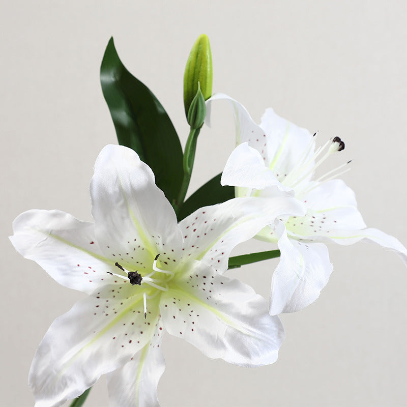 Stunning 3-Head Artificial Lily Flower Bouquet - Perfect Home Decor for Living Rooms, Dining Tables, and Outdoor Displays