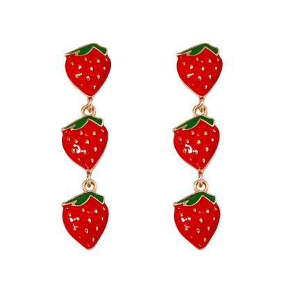 Chic Strawberry-Inspired Drip Oil Earrings - Unique, Luxurious, and Versatile Accessories for Women