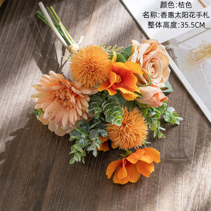 Wedding Celebration Sunflower Bouquet - Stunning Artificial Flower Arrangements for Home Decor, Elegant Handheld Bridal Bouquets and Wall Decorations - CF01101A