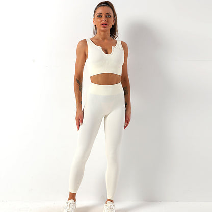 Quick Dry Yoga Set with Shockproof Sports Bra Yoga Tank and Long Leggings Comfort for Active Workout Enthusiasts