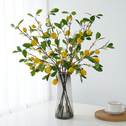 Artificial Lemon Branch - Fresh European Style Home and Hotel Decor, Perfect for Floral Arrangements and Photography Props, Realistic Faux Lemon Fruit Accent