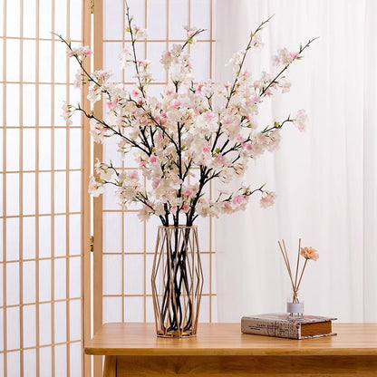 Realistic Long-Stem Cherry Blossom Artificial Flowers - Elegant Peach Blossom Table Centerpiece for Luxurious Home Decor, Perfect for Dining Tables and TV Cabinets