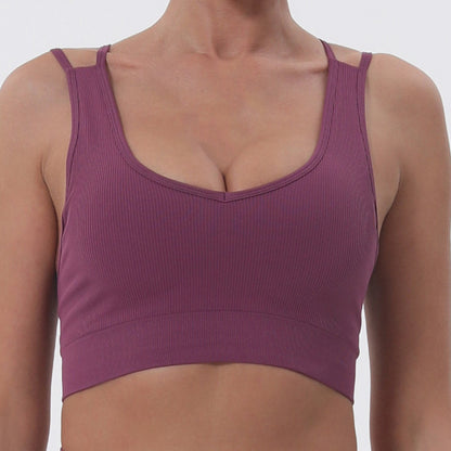 Seamless Women's Workout Sports Bra with U Neck for Yoga Fitness and Summer Activities Back Design for Comfort