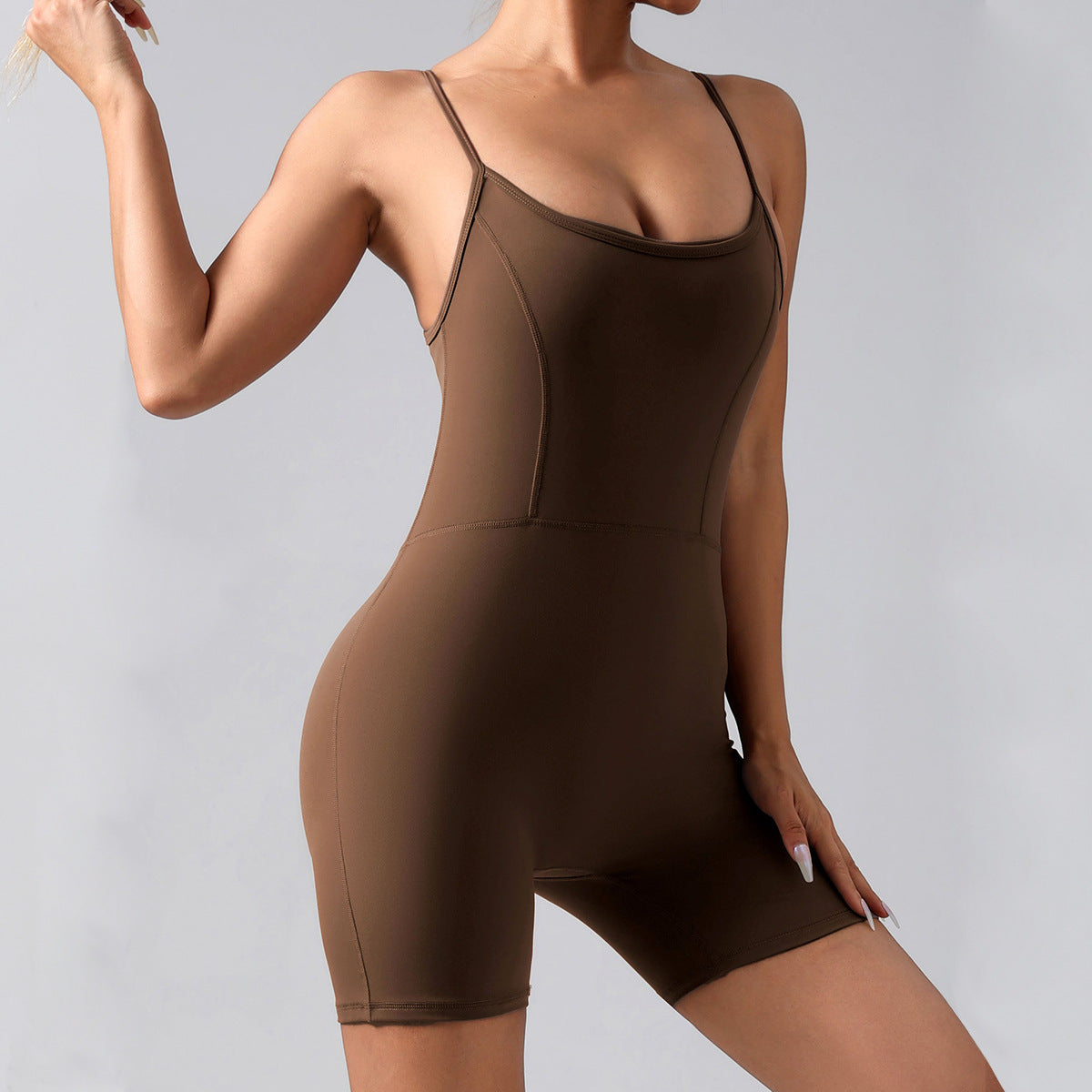 Seamless Padded Yoga Bodysuit with Shorts Sculpting Bodysuit for Fitness and Workouts