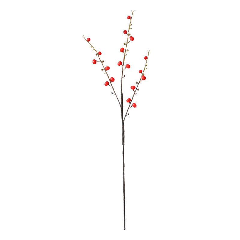 Lifelike Faux Crabapple Fruit Flower Arrangement - Perfect for Weddings, Home Décor, Hotels, and Berry Accents - Vibrant Red Decorative Fruit with Long-lasting Beauty