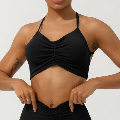 Summer Wrinkle Resistant Yoga Sports Bra with Cross Back Design Enhancing Support Anti Shock and Comfortable Fit for Your Fitness Journey