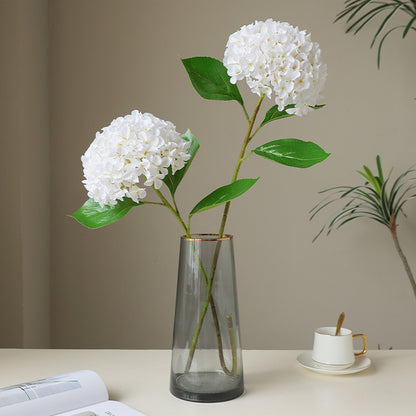 Single Stem Faux Silk Hydrangea - Elegant European Style Home Decor, Perfect for Photography Props and Floral Arrangements