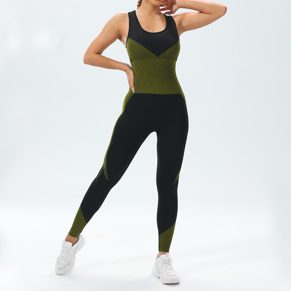 Seamless Knitted Yoga Pants with Cross Back Design for Women for Running Workout and Yoga Comfortable Activewear Bodysuit