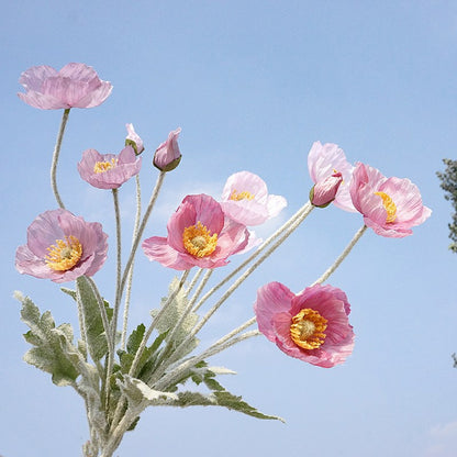 Lifelike 4-Head Faux Flower Mini Poppies – Perfect Decorative Floral Arrangement for Weddings, Home Decor, and Indoor Spaces