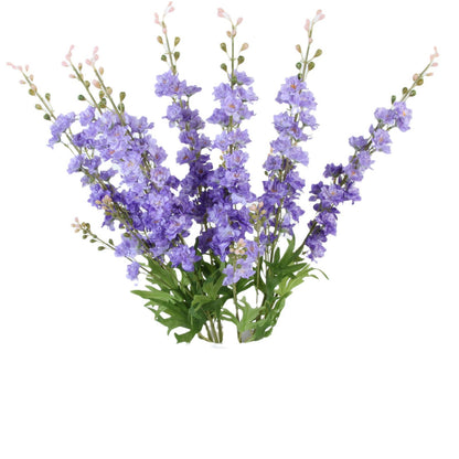 Lifelike Hyacinth Faux Flowers - 2 Branch Delphinium Fake Floral Arrangement for Stunning Wedding Decor and Scenic Props - Vibrant Violet Artificial Blooms