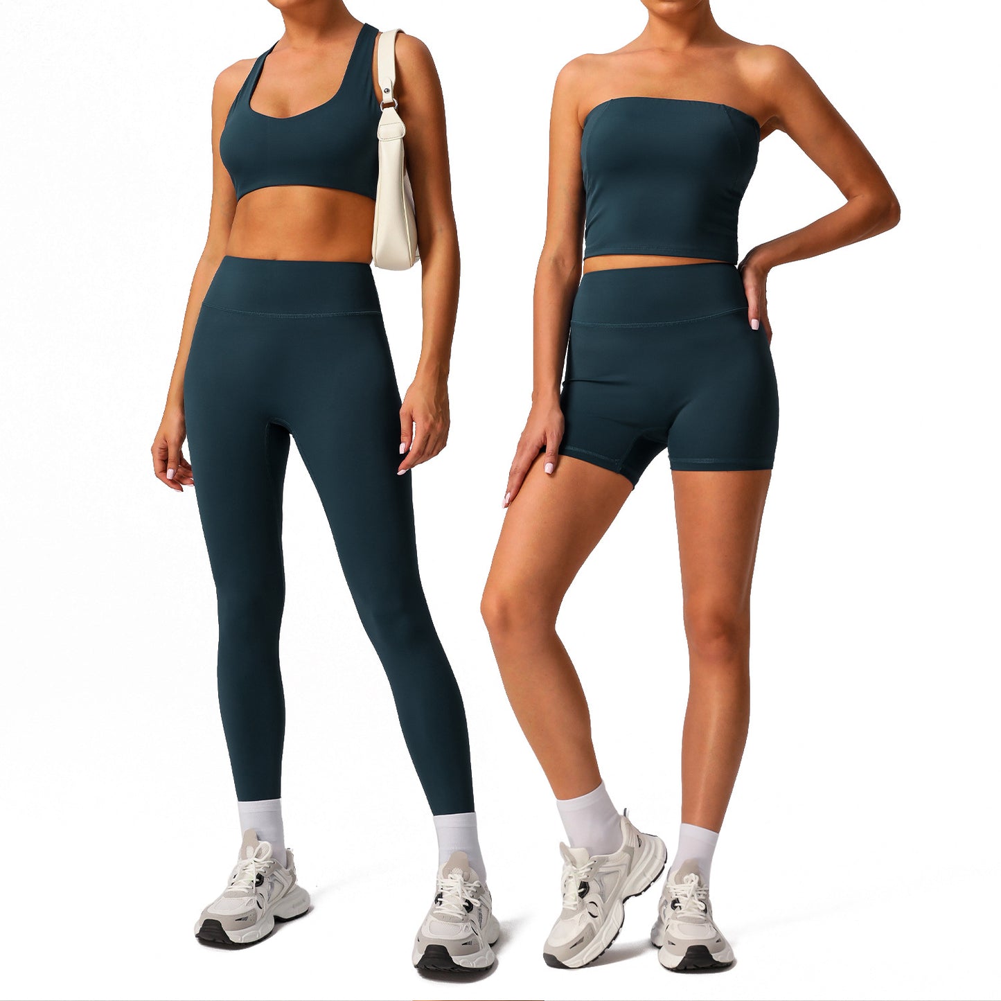 Quick Dry Yoga Set for Women Outdoor Training Outfit with Supportive Sports Bra and Breathable Workout Pants Ideal for Running and Fitness