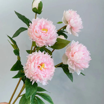 Elegant Home Décor: Long-Stemmed Peony and Paeonia Flowers Bouquet for Living Room | Stunning Soft Decoration with 3-Heads Including Royal Peony