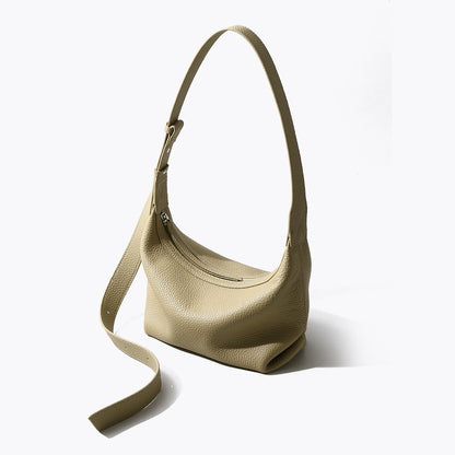 Genuine First Layer Cowhide Dumpling Bag Versatile and Unique Shoulder and Crossbody Design for a Luxe Feel