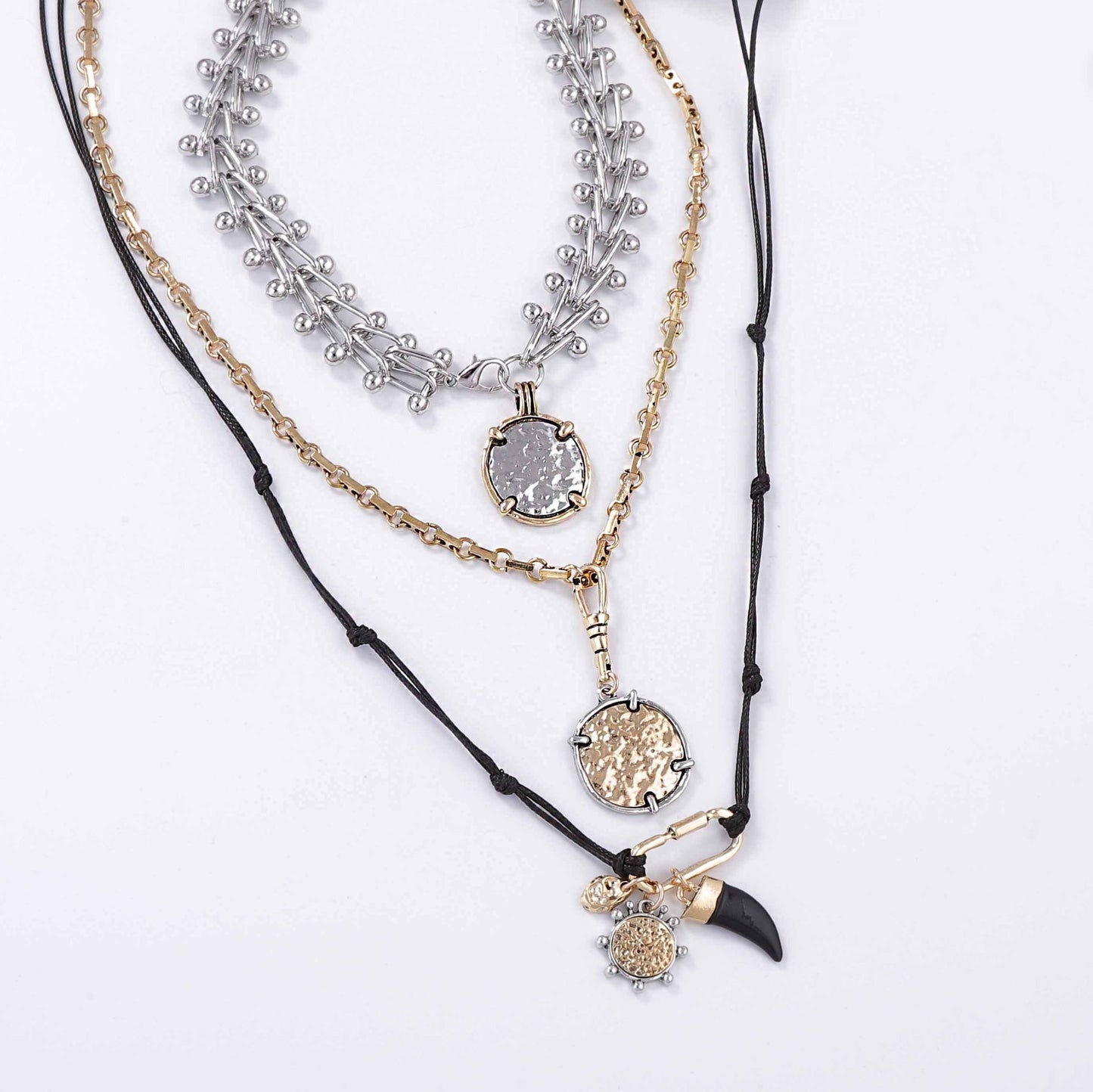 Trendy Multi-Layer Geometric Alloy Badge Pendant Necklace - Cool Chic Style for Unique Fashion Statements