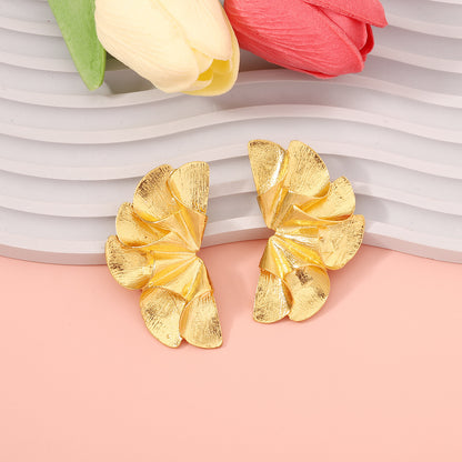 Exquisite Oversized Women's Earrings - Metal Lightweight Luxury WAVED Floral Design for a Chic Statement Look