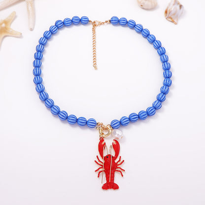 Beach Vacation-Inspired Ocean Life Pendant Necklace with Colorful Beaded Design - Perfect Summer Jewelry for Women