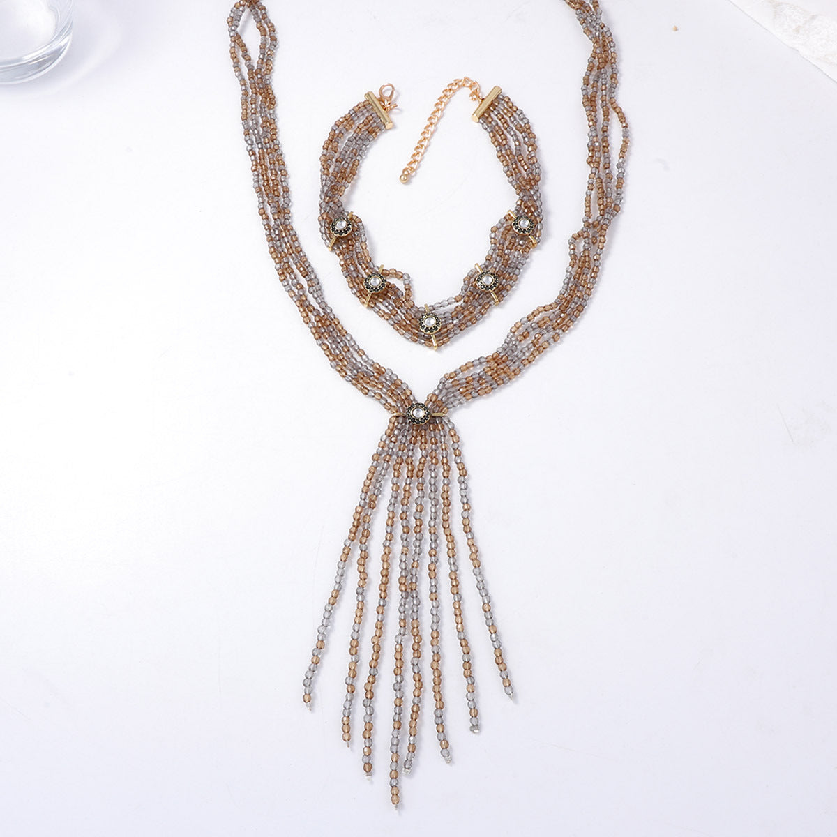 Bohemian Multi-Layer Beaded Y-Shape Necklace Sweater Chain – Trendy Casual Jewelry Set for Chic Layered Looks
