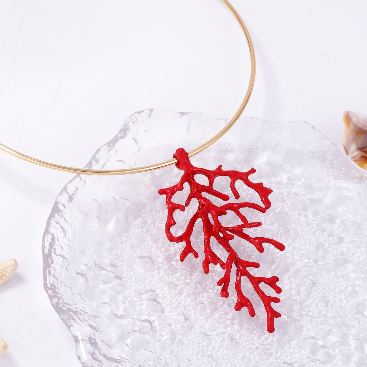 Stunning Minimalist Red Branch Oil Drip Pendant Necklace - Perfect Beachy Coral Jewelry for Women’s Casual Wear