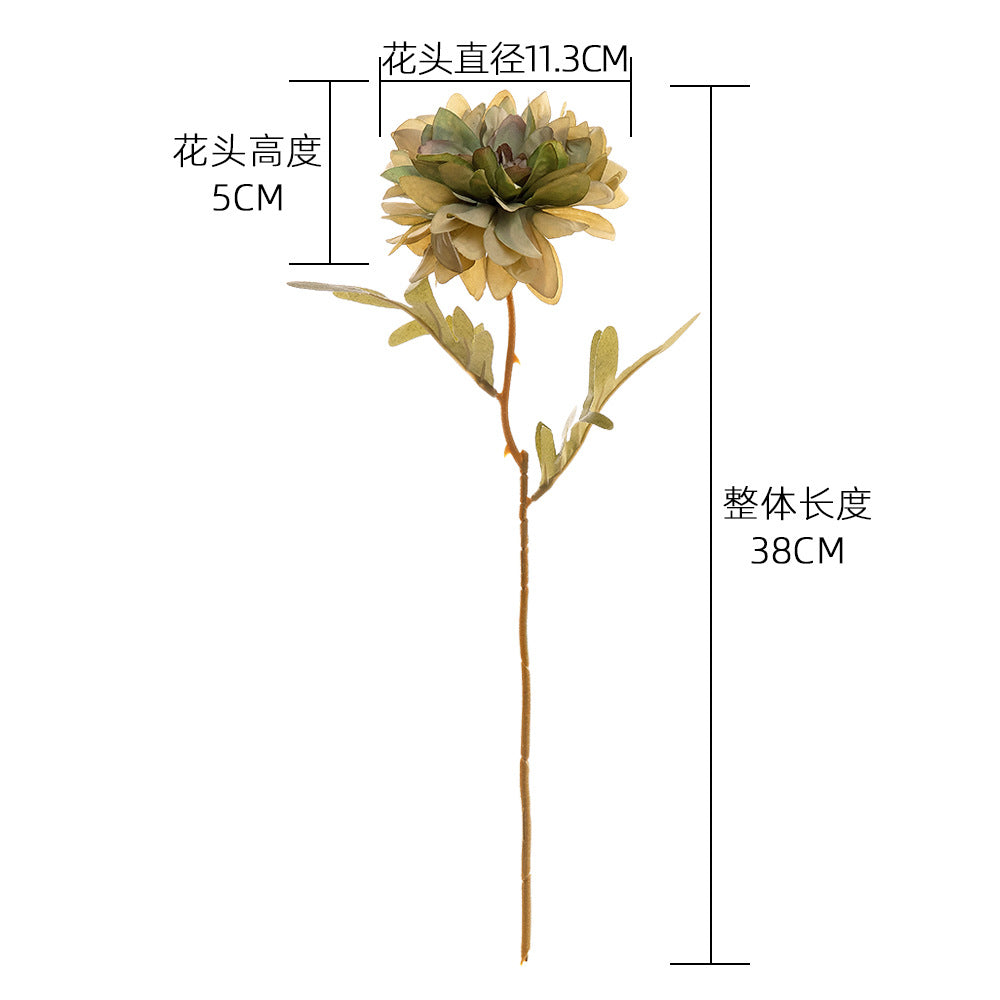 Realistic Dahlia Artificial Flower - Lifelike Green Plant Wedding Decor, Perfect for INS-inspired Events | MW66789