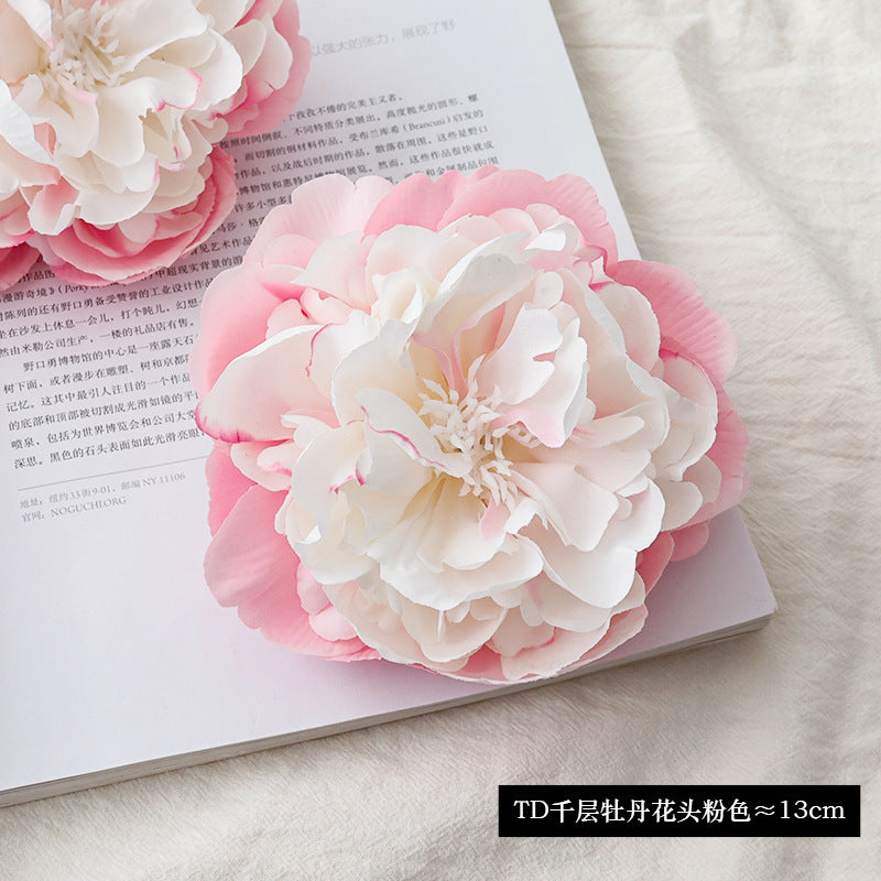 Realistic Peony Flower Head for DIY Crafts - Handmade Decorative Faux Flowers Perfect for Wedding Backdrops and Elegant Floral Arrangements