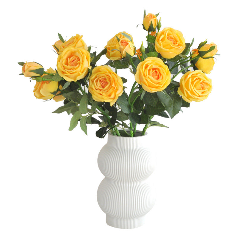 Lifelike Moisturizing Rose Flower Arrangement for Home Décor - Elegant Silk Floral Display with 3 Stunning Rose Heads - Ideal for Living Room and Special Events