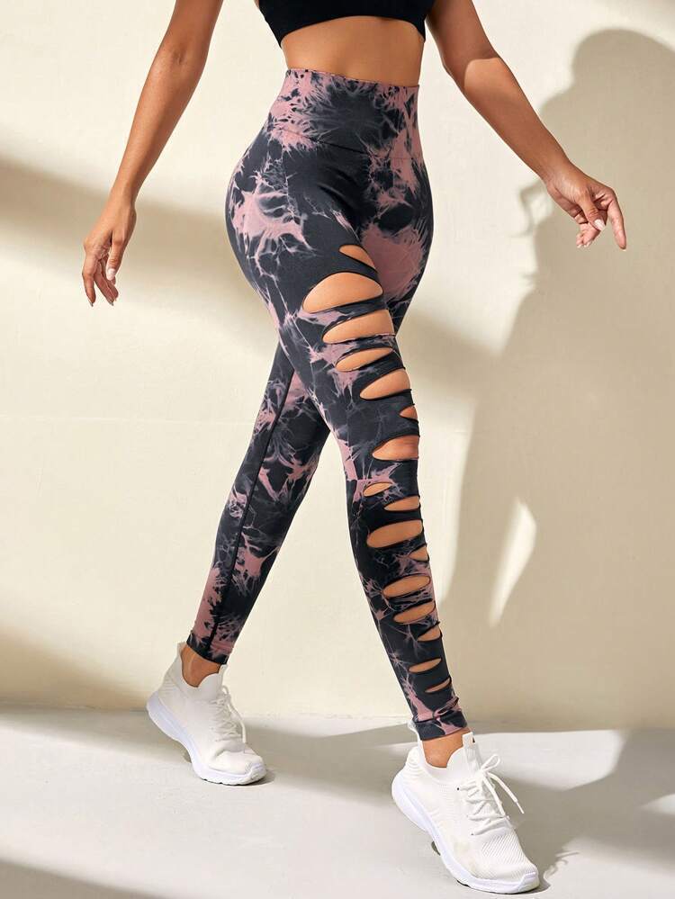 High Waisted Seamless Tie Dye Cut Out Butt Lift Leggings for Women for Yoga Fitness and Tummy Control